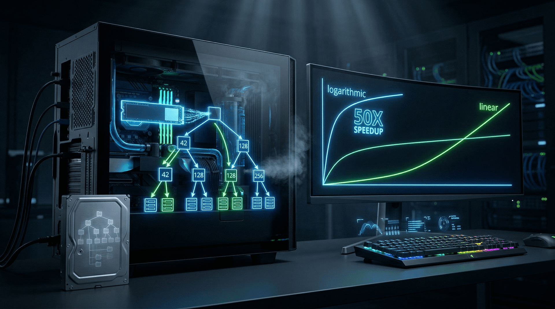 B-Trees Database Indexes Boost PC Queries 50x vs Scans