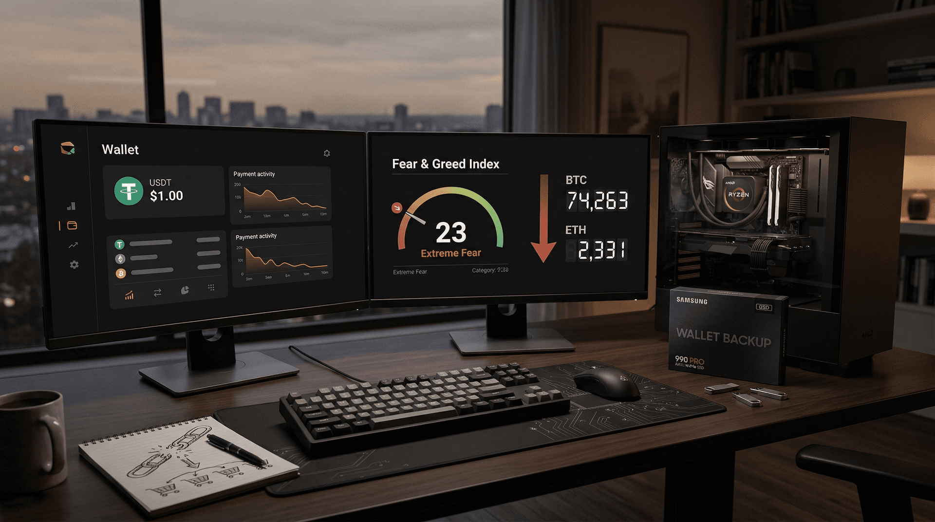 Stablecoins Payments Lull Hits PCs: USDT $1 Peg at Fear Index 23