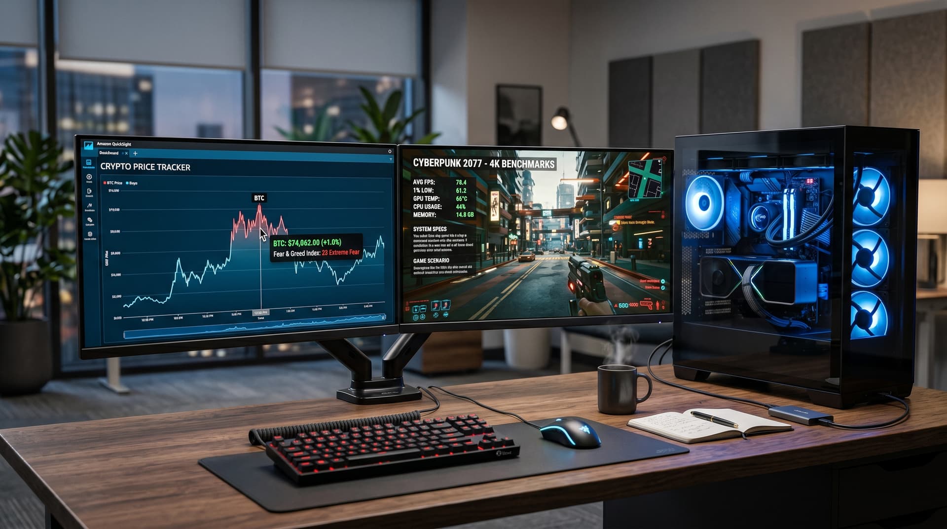 QuickSight Custom Tooltips Show BTC $74,862 Hover Data