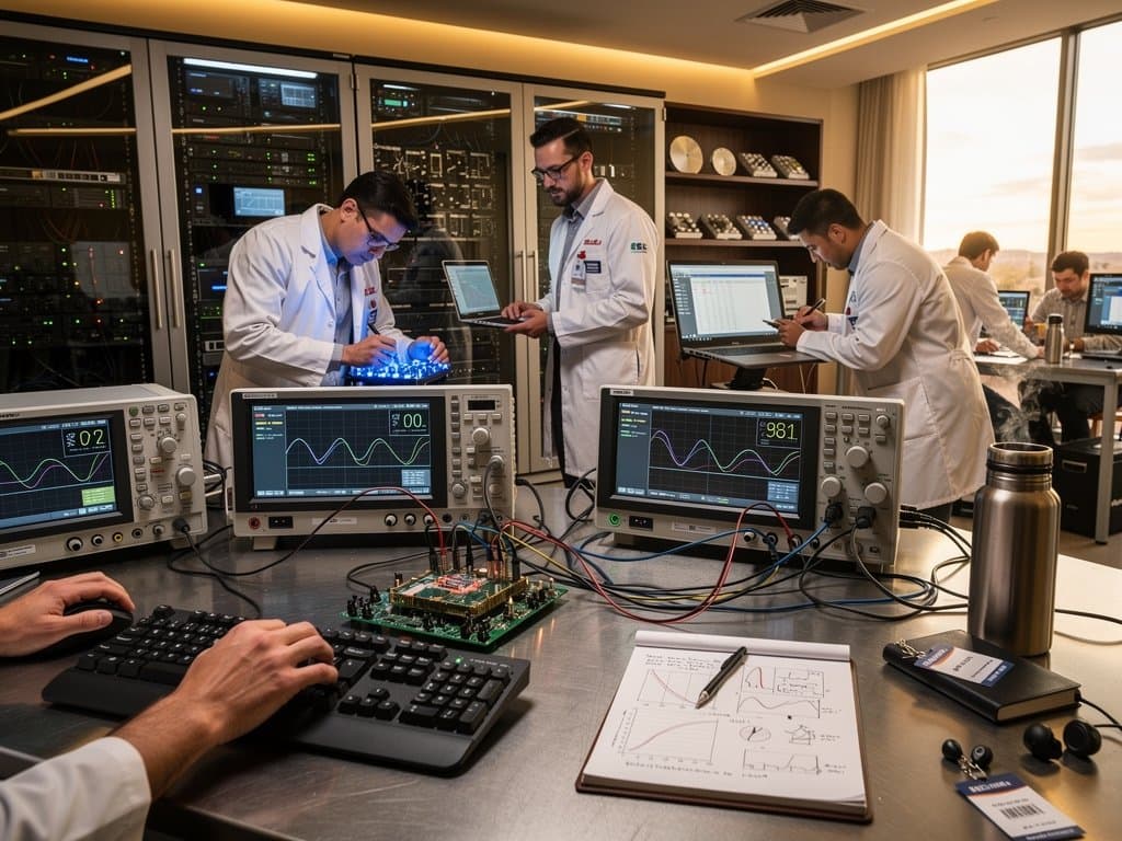 ASU engineers test adaptable AI chip prototype in lab amid performance monitors and hardware racks