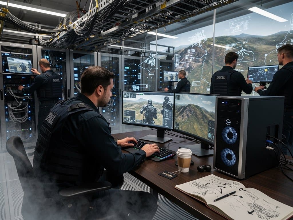 Multi-GPU Dell Precision workstations and NVIDIA H100 racks power AI-driven military mission analysis in secure data center